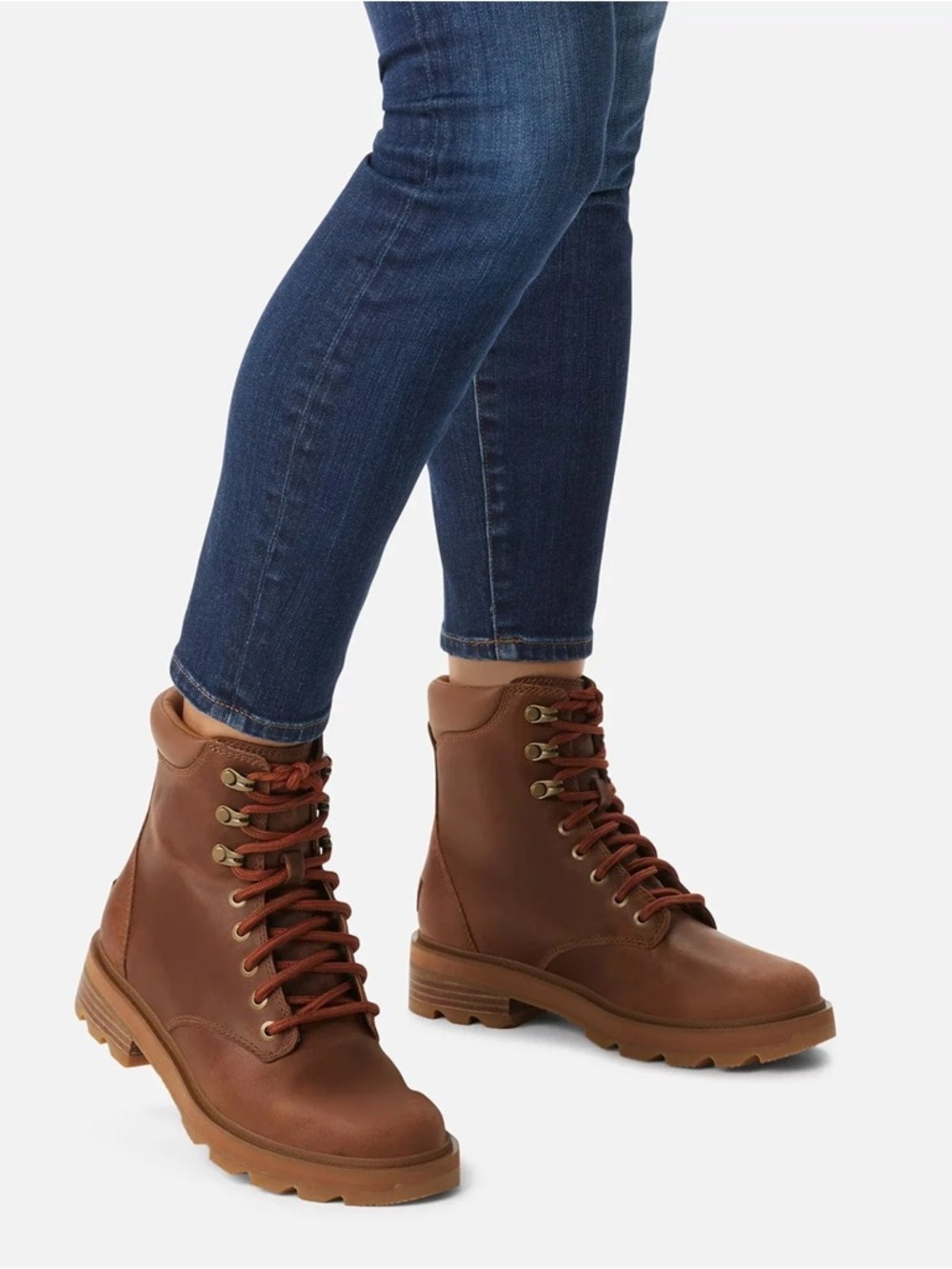 NWT Sorel Women's Lennox Lace STKD Waterproof Boot Brown Distressed Size 6